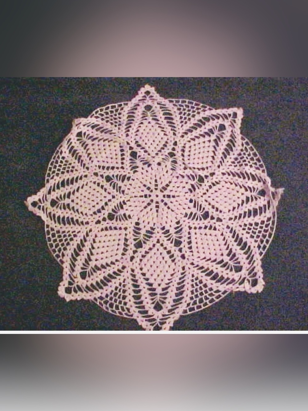 Hand Crafted Vintage Crochet Doily Ecru Tan Snowflake Pineapple 25" Round